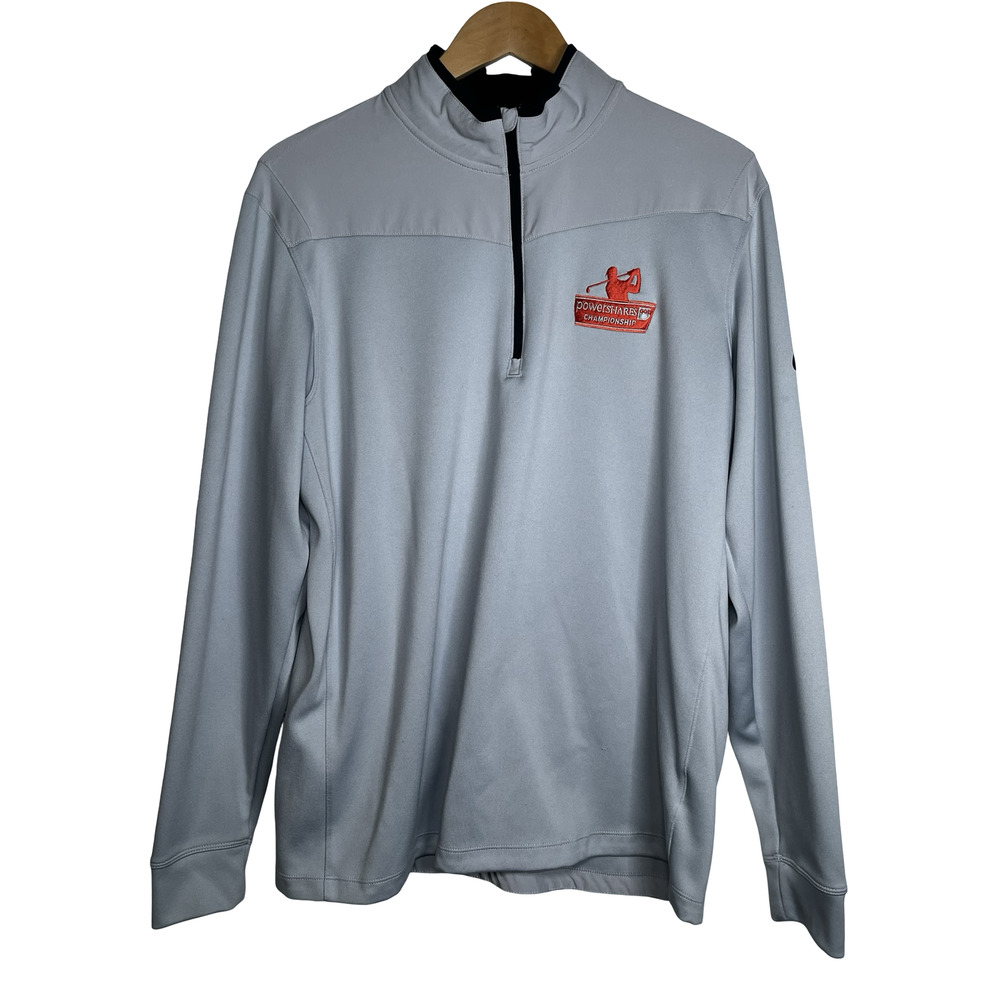 Nike Golf Shirt Mens Large Gray Dri-Fit Quarter Zip Pullover PowerShares